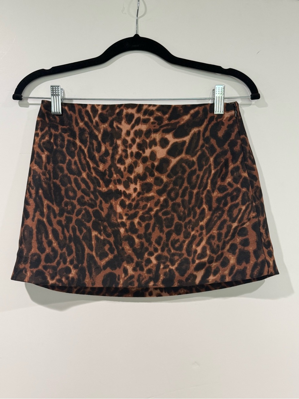 Leopard Print Mini Skirt in Brown